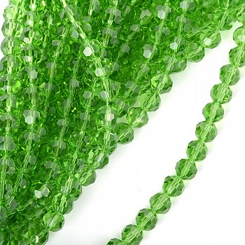Бусины граненые Рондель (стекло) на нитях арт.TBY-R-2 10мм  цв.13 зеленый уп.1х72 бусины